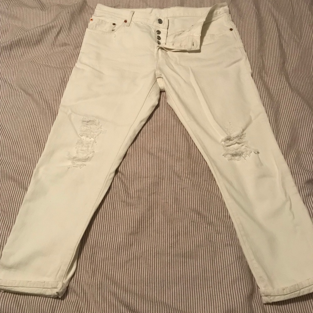 Levi’s 501 button fly white denim